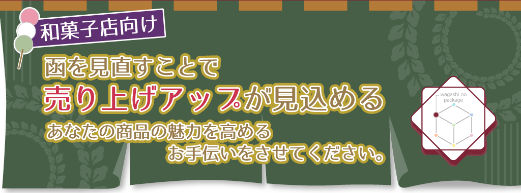 和菓子店向け 函を見直すことで売り上げアップが見込める　あなたの商品の魅力を高めるお手伝いをさせてください。