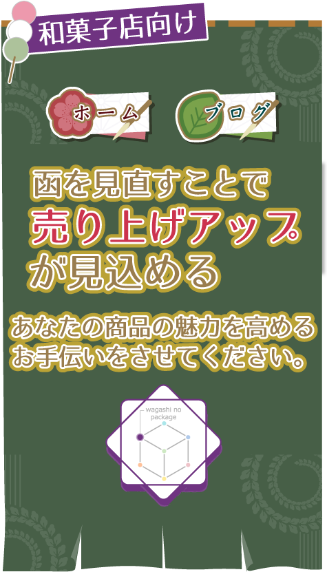 和菓子店向け 函を見直すことで売り上げアップが見込める　あなたの商品の魅力を高めるお手伝いをさせてください。