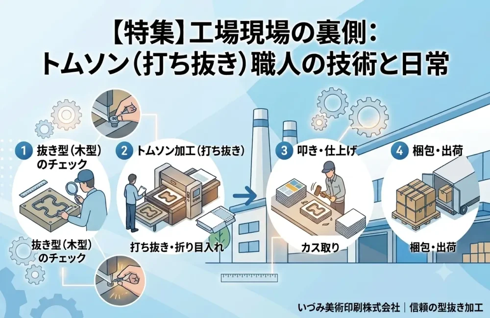 【工場現場の裏側】トムソン（打ち抜き）職人の技術と日常の業務内容